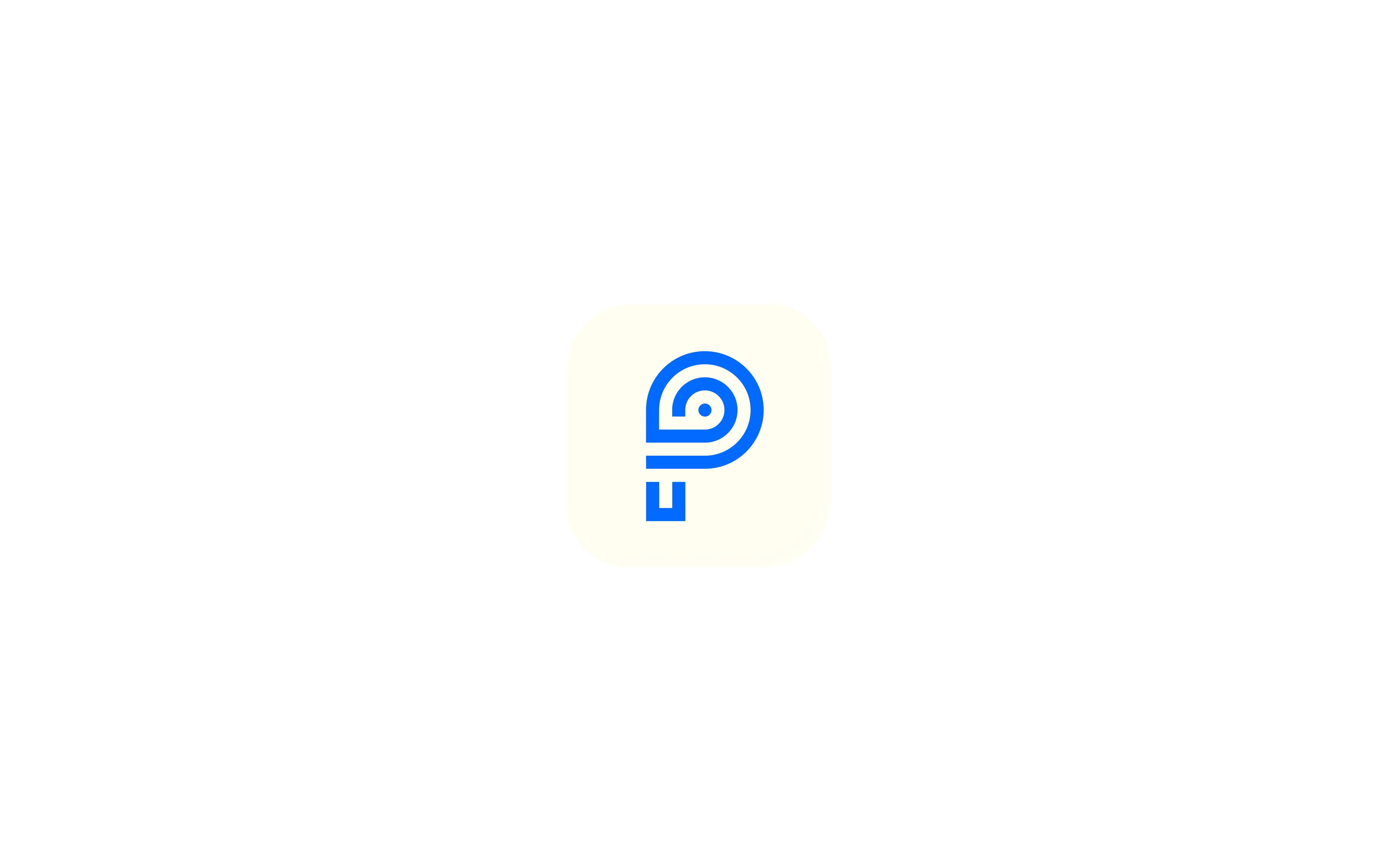 The production app icon featuring a blue P symbol